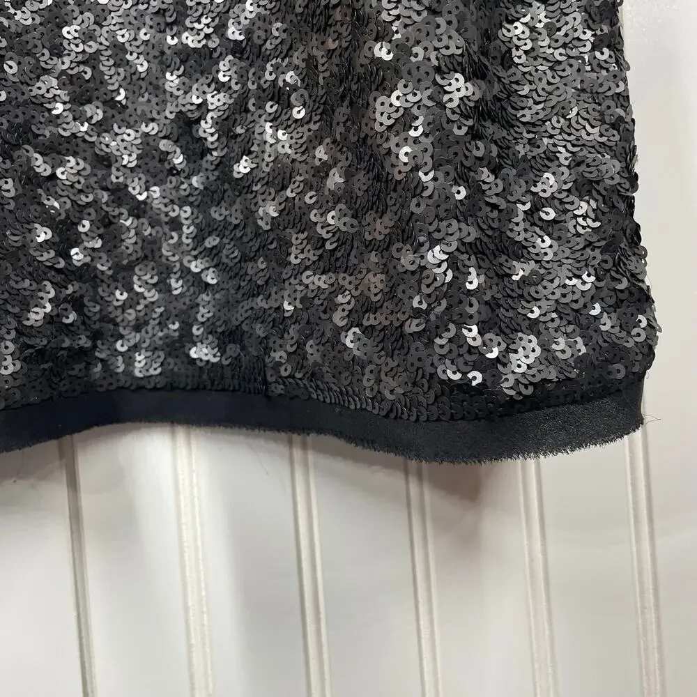 Talbots Women’s Black Sequin Cocktail Dress Back Zip Knee Length Size 4P - Picture 7 of 11
